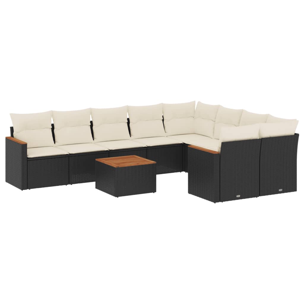Garden Sofa Set Black, Cream white PE Rattan Large