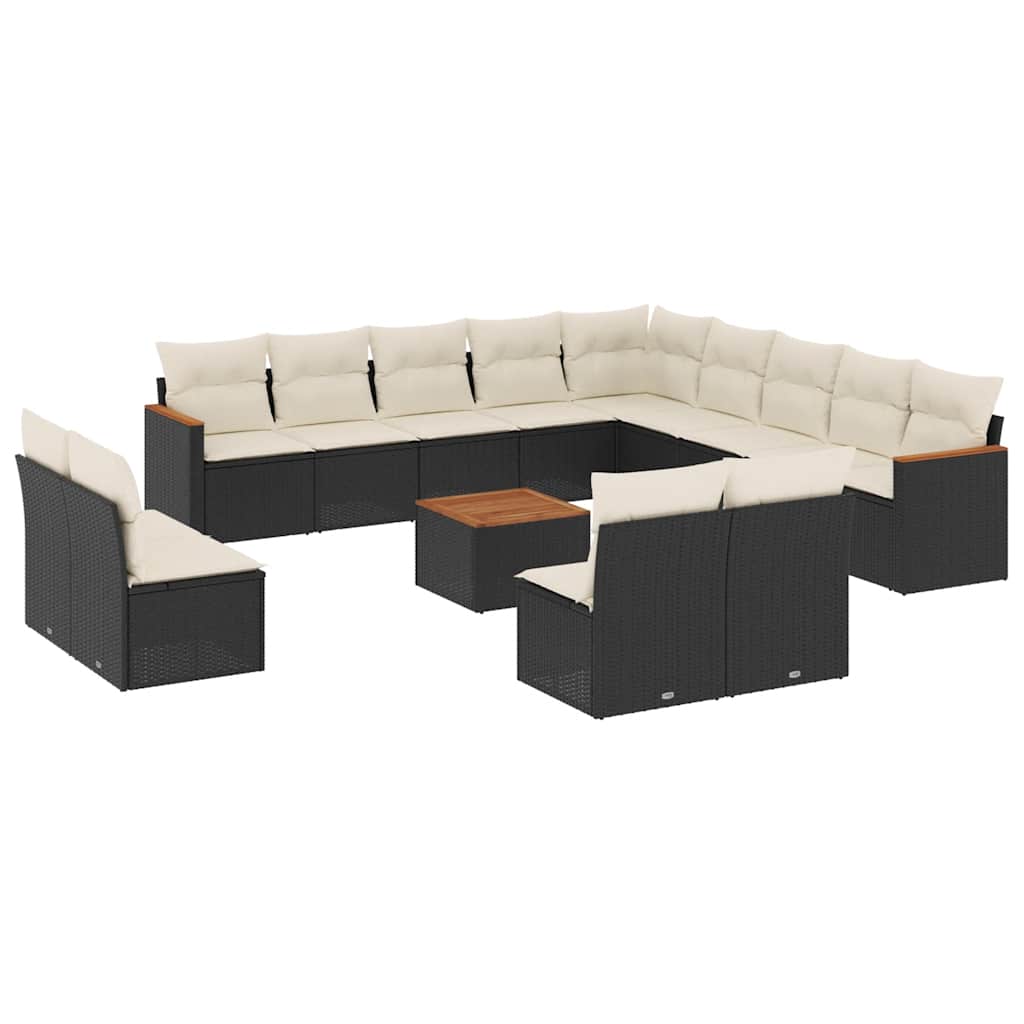 Garden Sofa Set Black PE rattan Large Adjustable Feet