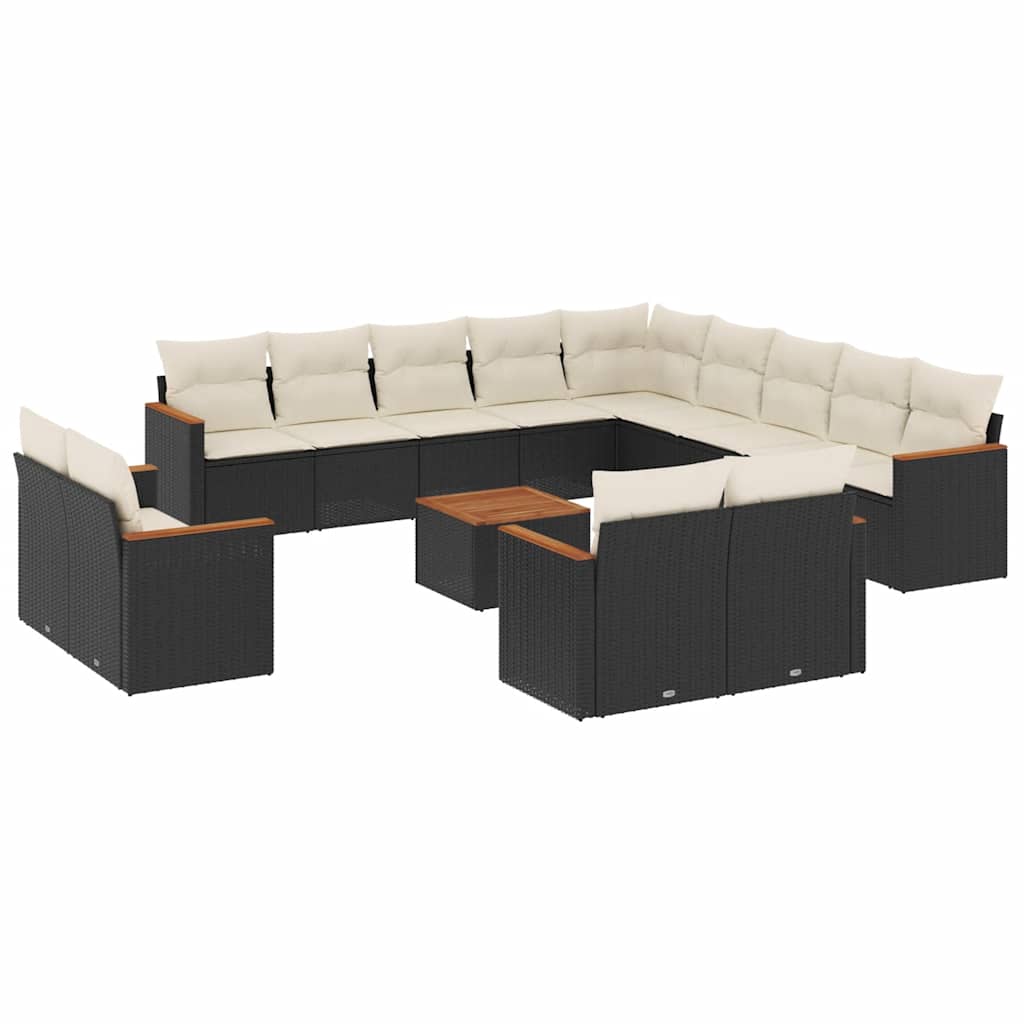 Garden Sofa Set Black and Cream White