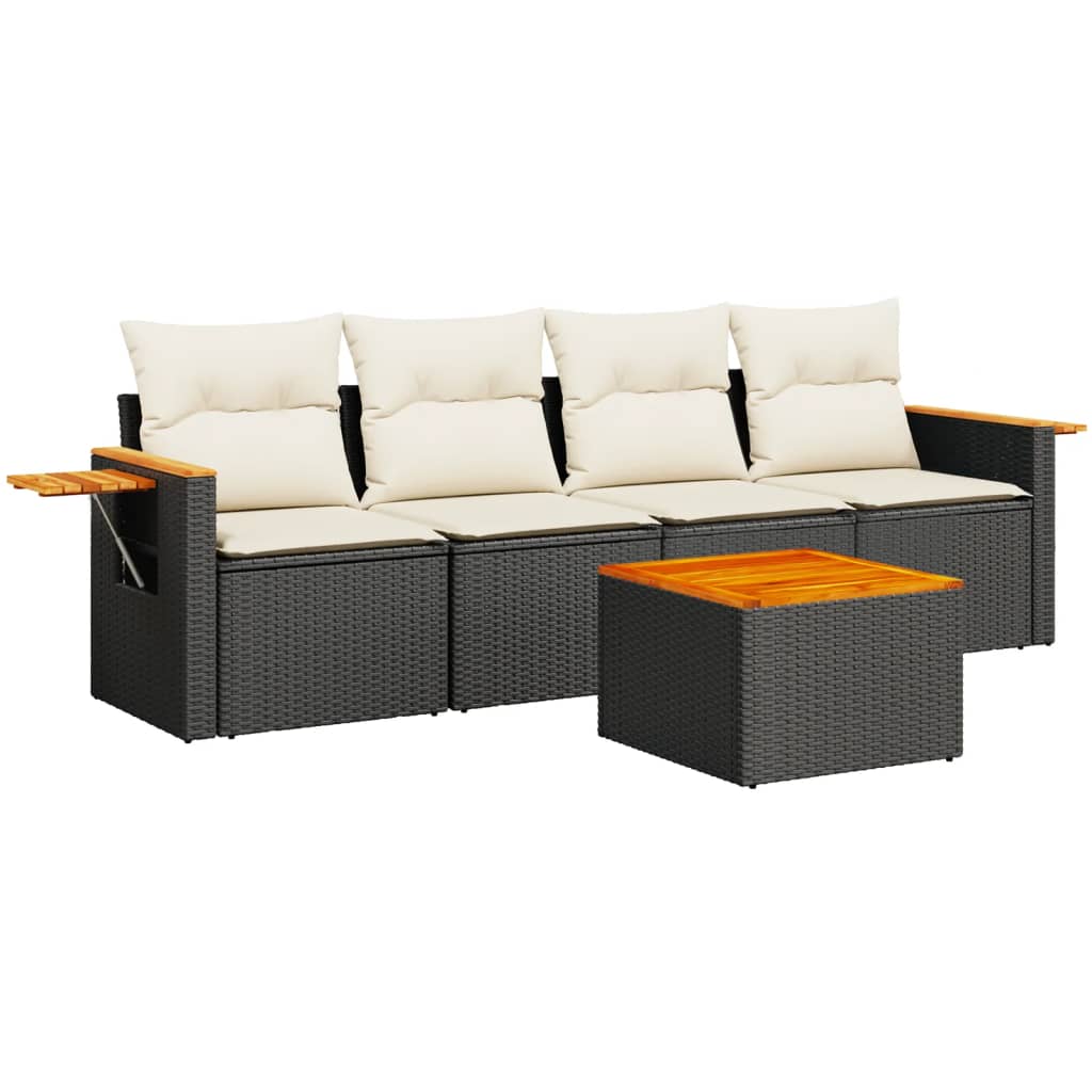 Garden Sofa Set Black, Cream