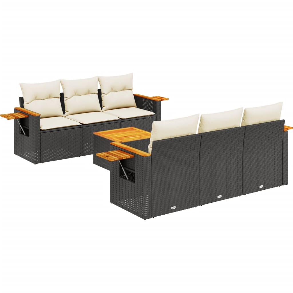 Garden Sofa Set Black PE rattan Large Foldable Garden Sofa Set