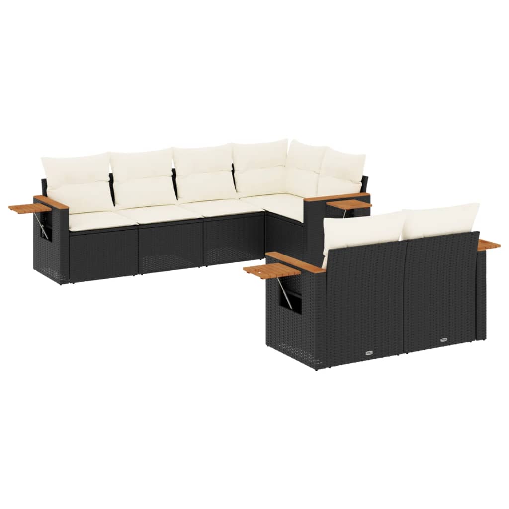 Garden Sofa Set Black PE Rattan Large Detachable