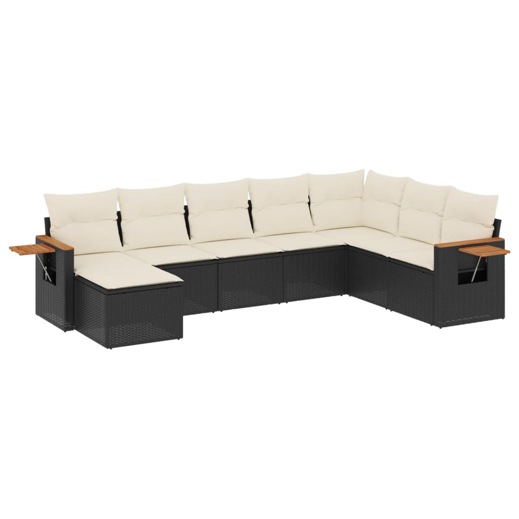 Garden Sofa Set Black and Cream White