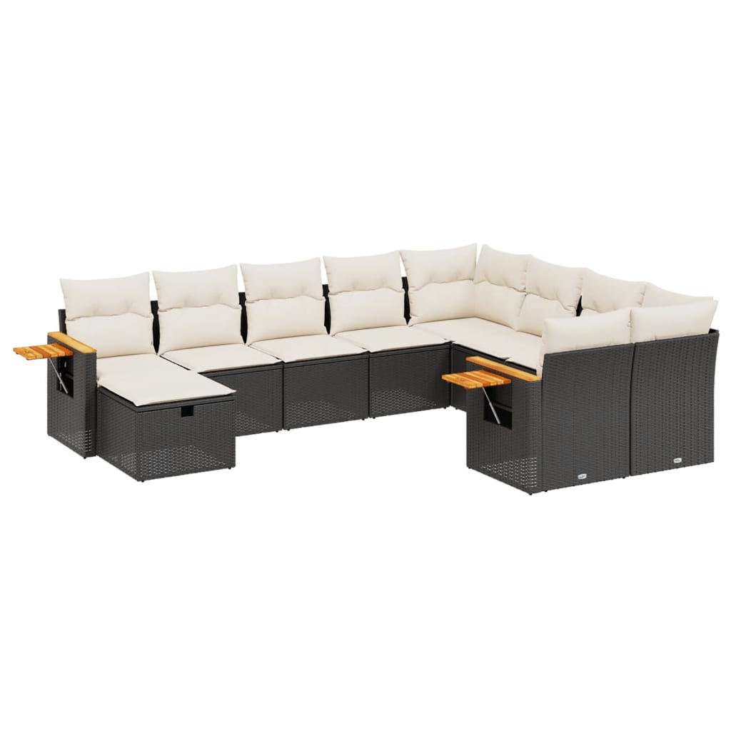 Garden Sofa Set Black PE rattan 10 Piece Adjustable Feet