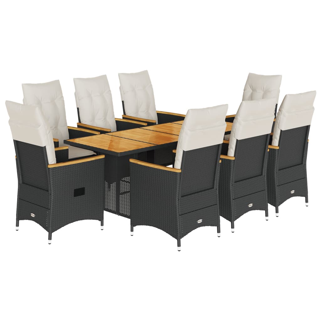 Garden Dining Set Black, Cream white