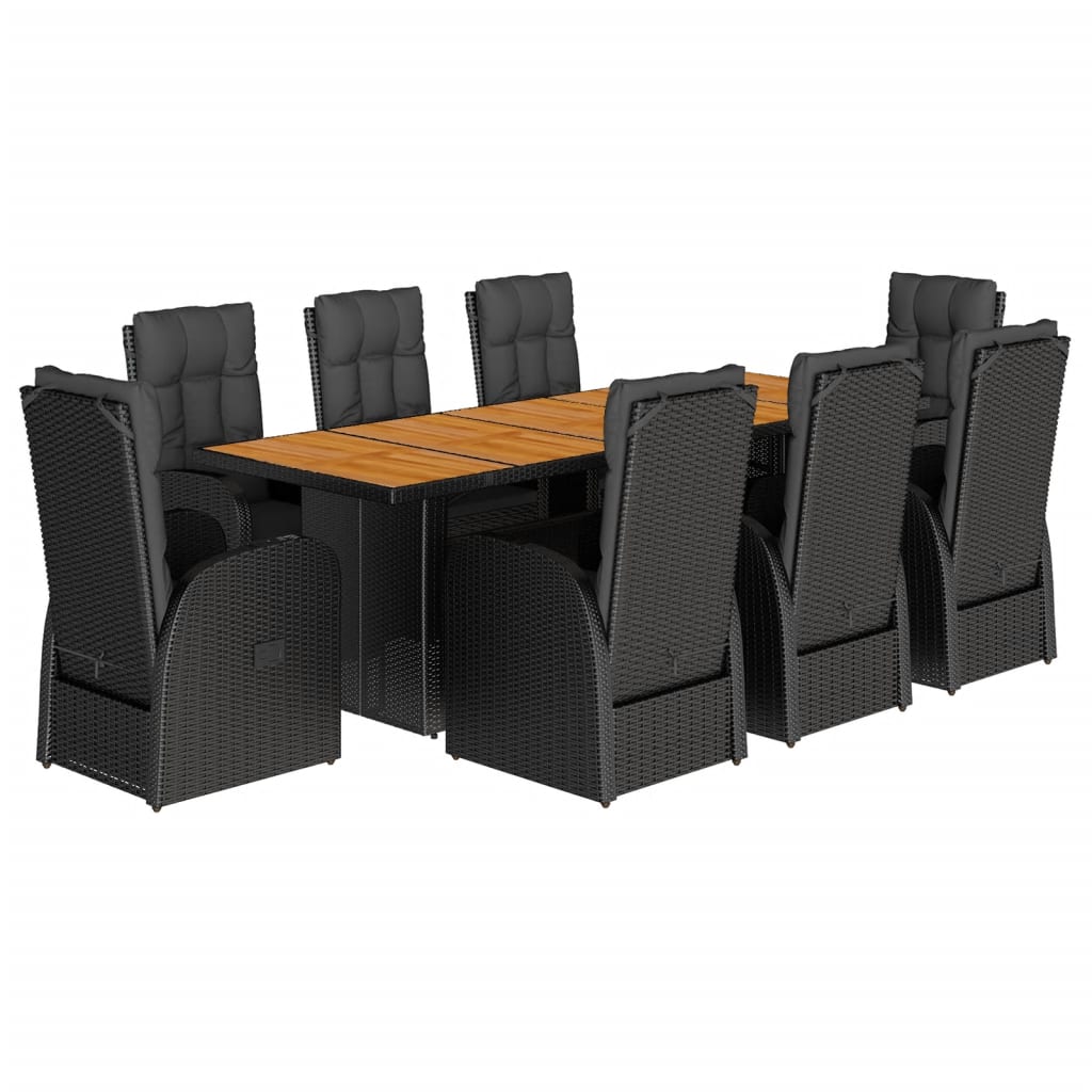 Garden Dining Set Black Poly Rattan 9 Piece Dining Set
