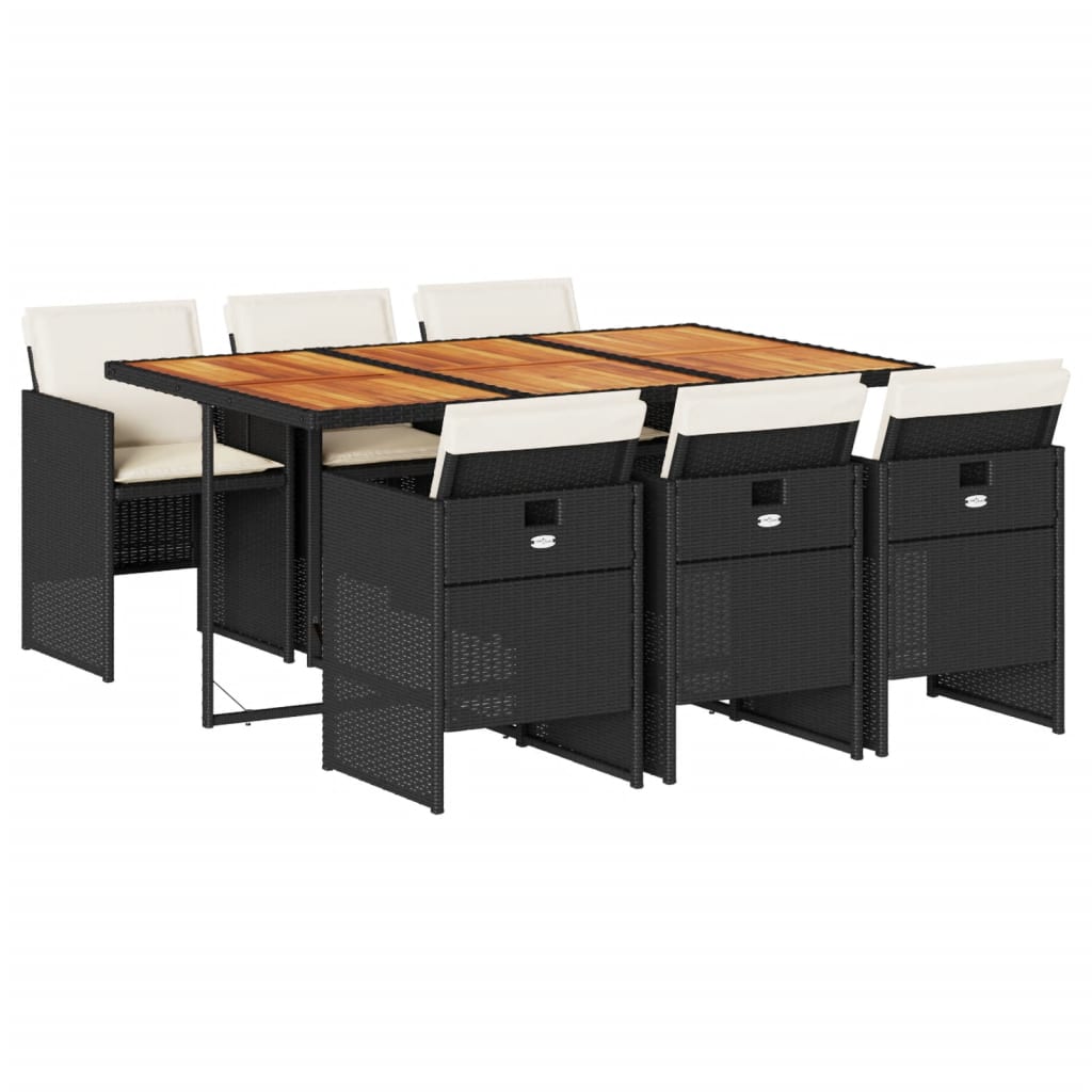Patio Dining Set Set of 6 Black, Cream white, Brown