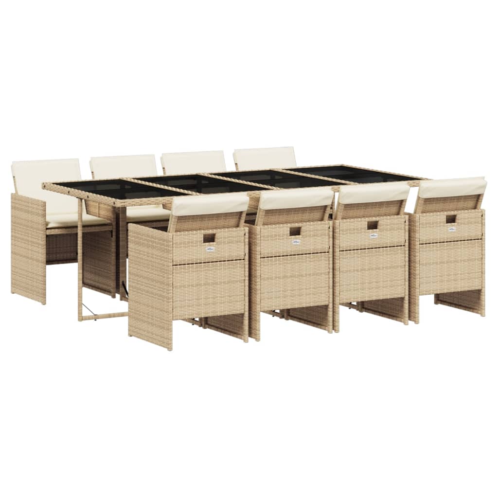 Patio Dining Set Set of 8 Beige, Cream White