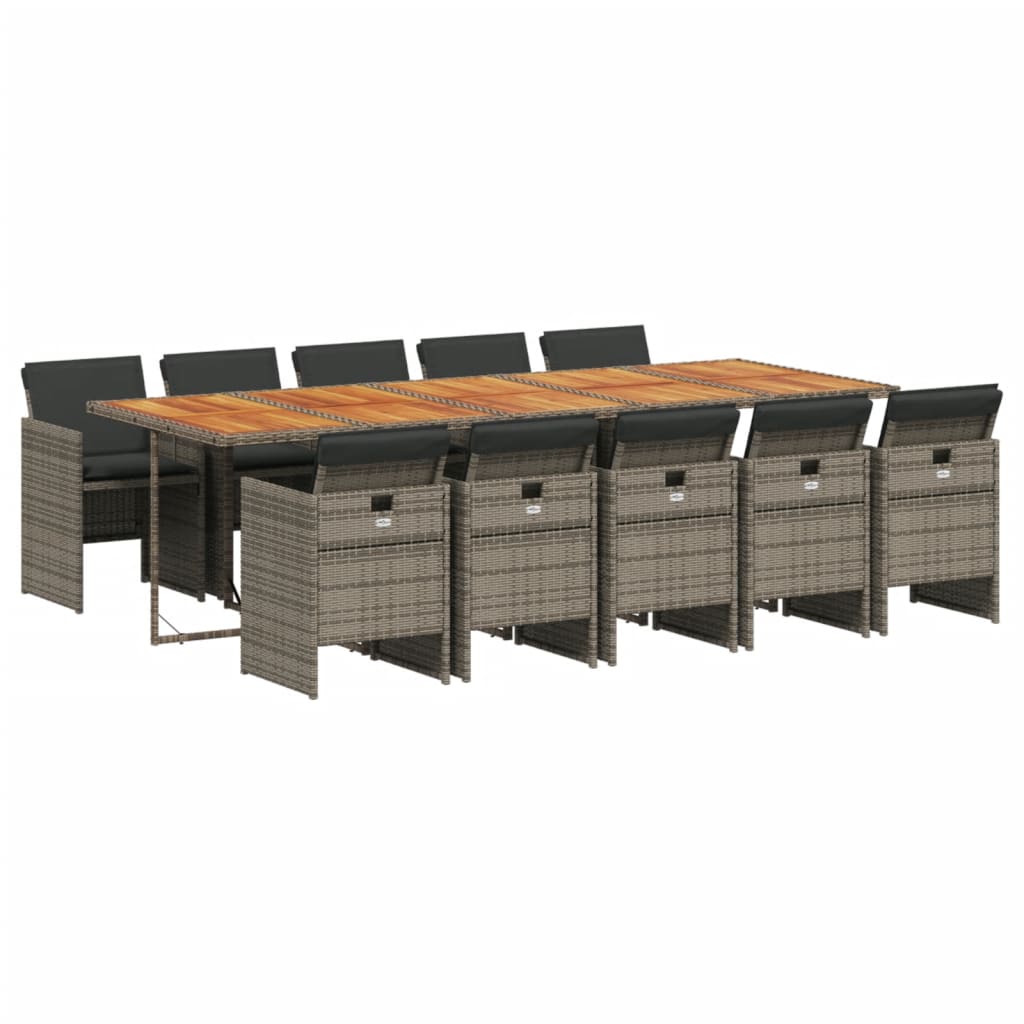 Patio Dining Set Set of 10 Gray and brown