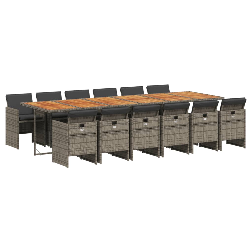 Patio Dining Set Set of 12 Grey PE Rattan 12-Seater Foldable