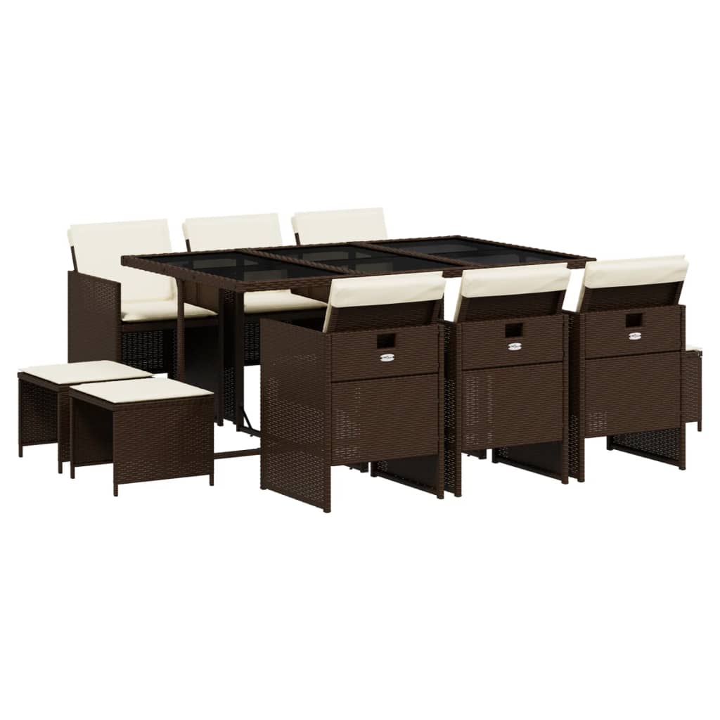 Garden Dining Set Brown, Black, Cream White