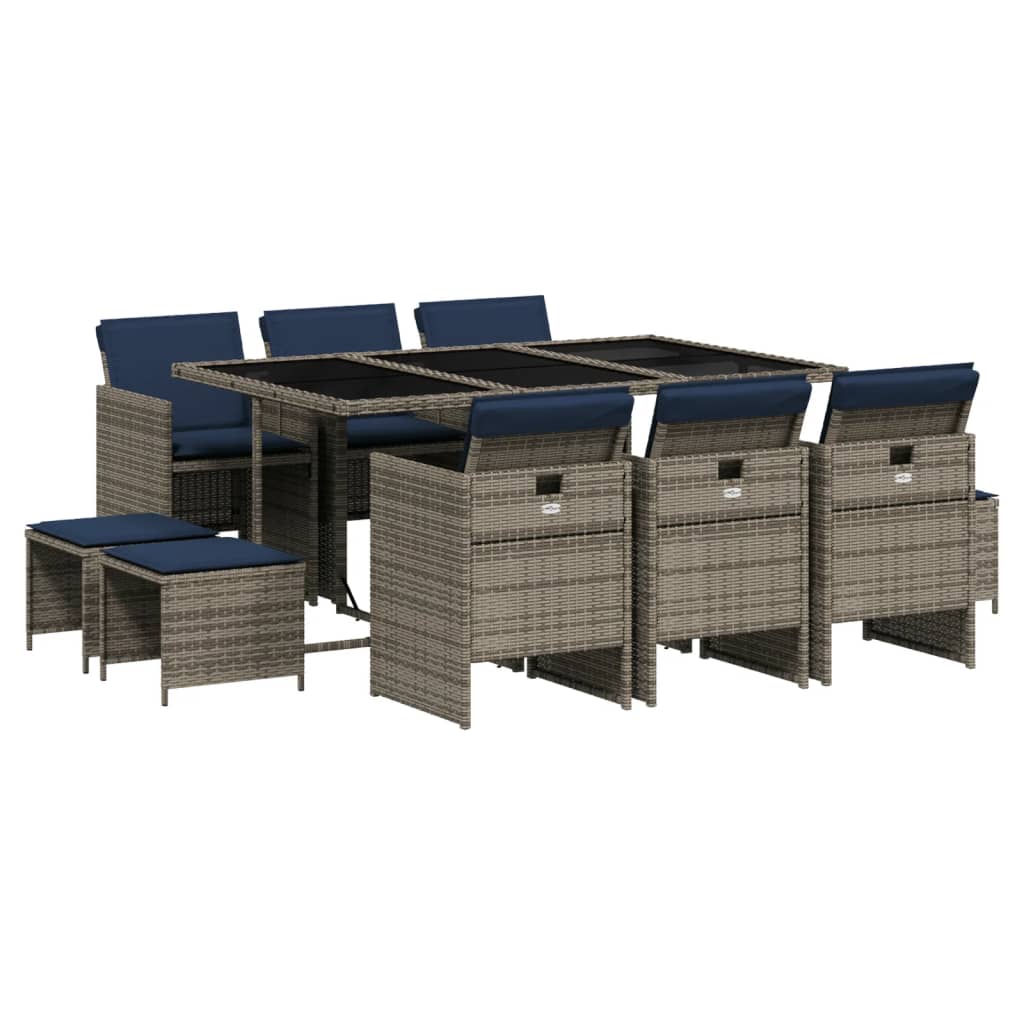Patio Dining Set Set of 10 Gray