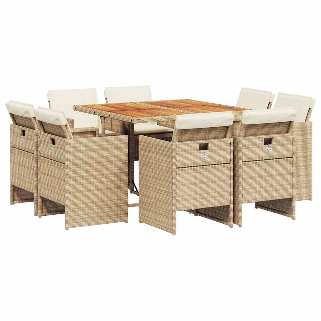 Patio Dining Set Set of 8 Beige and Brown