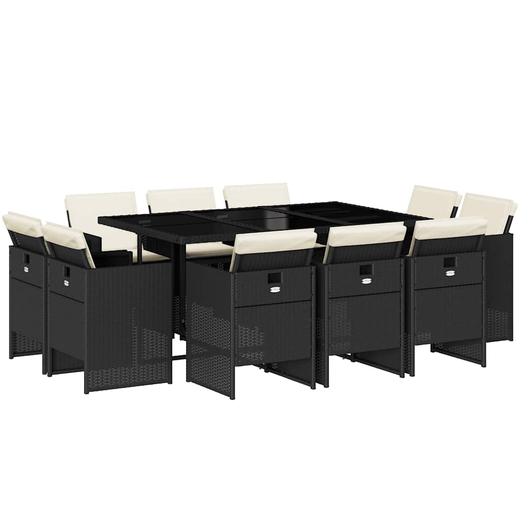 Patio Dining Set Set of 10 Black, Cream White