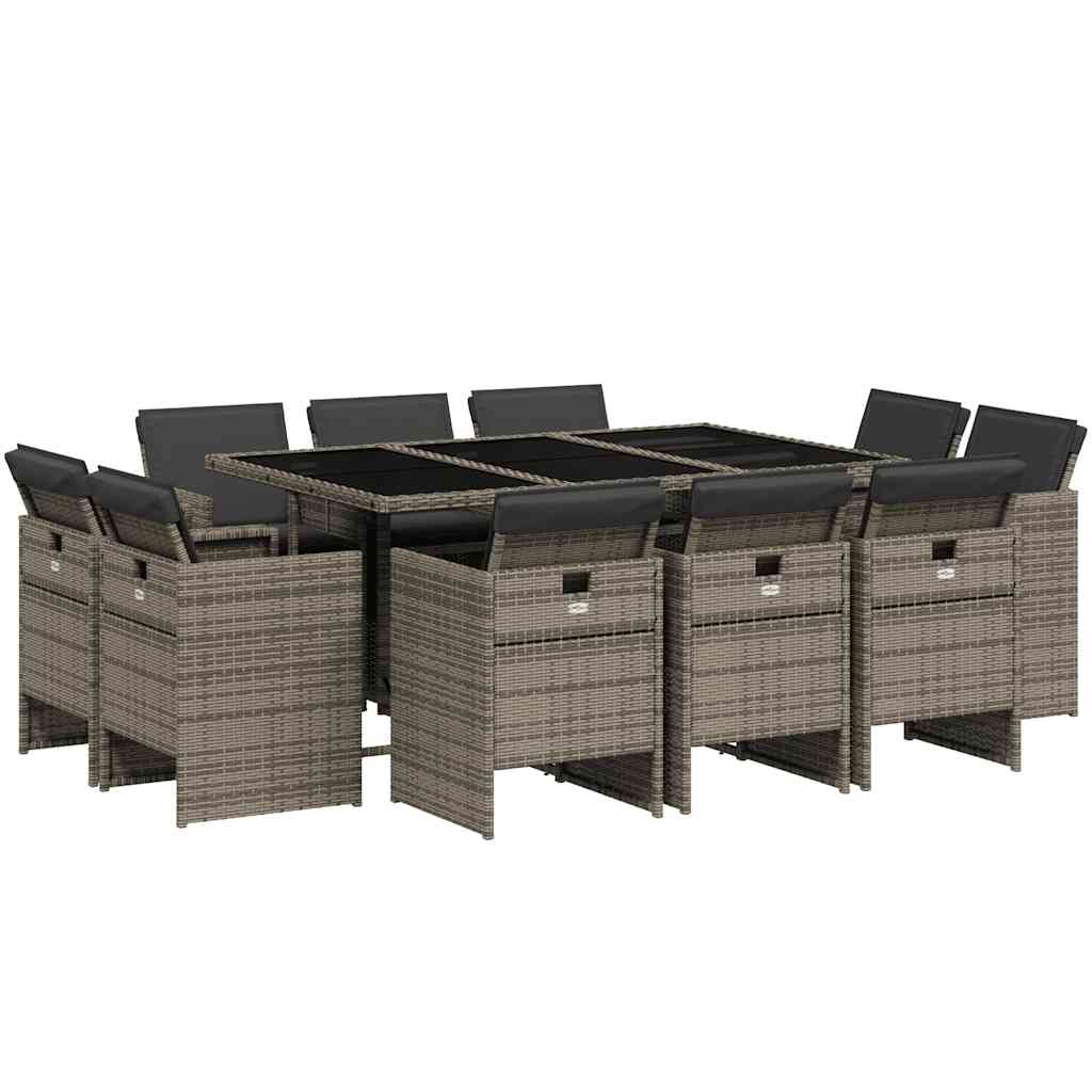 Patio Dining Set Set of 10 Gray