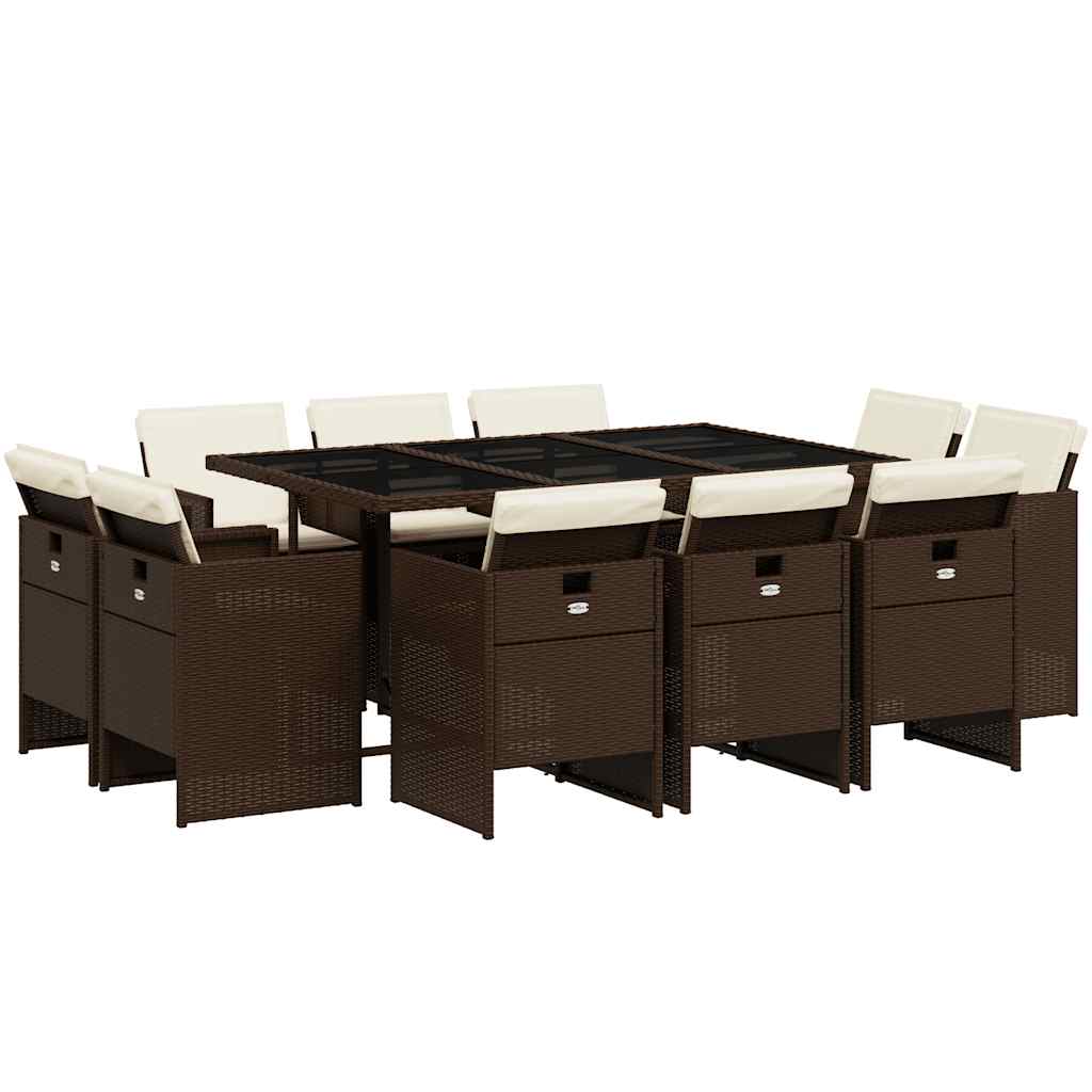 Patio Dining Set Set of 10 Brown and black