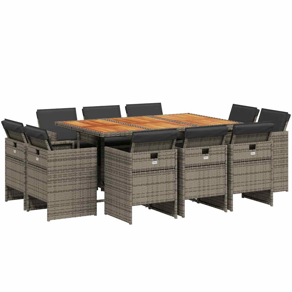 Patio Dining Set Set of 10 Gray