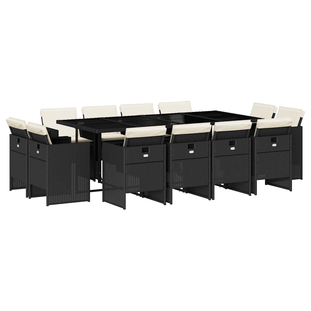 Patio Dining Set 12-Seater Black, Cream White