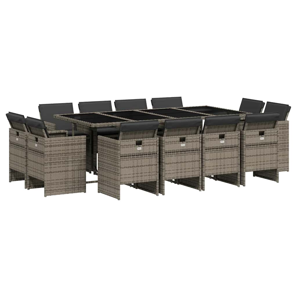 Patio Dining Set Set of 12 Grey, Dark Grey, Black