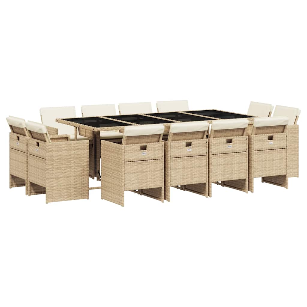 Patio Dining Set Set of 12 Beige, Black