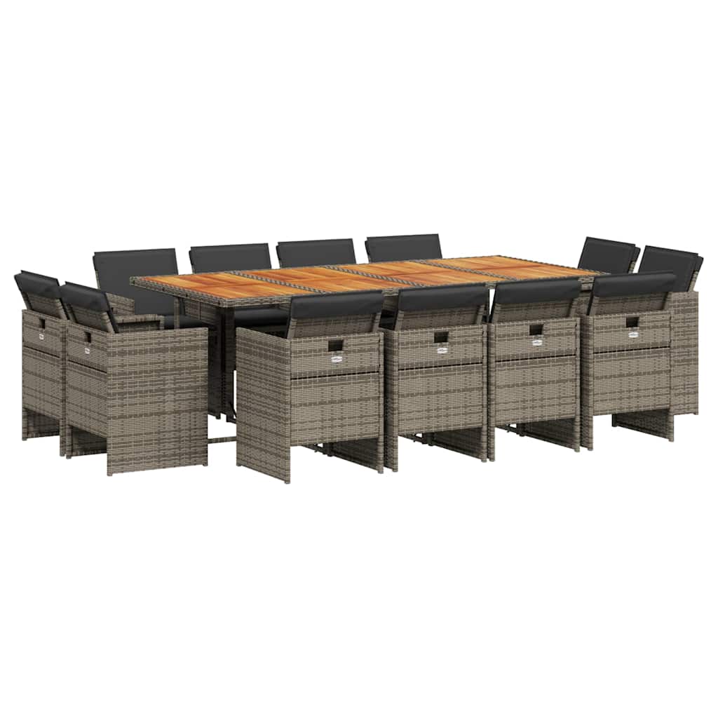 Patio Dining Set Set of 12 Grey, Brown, Dark Gray