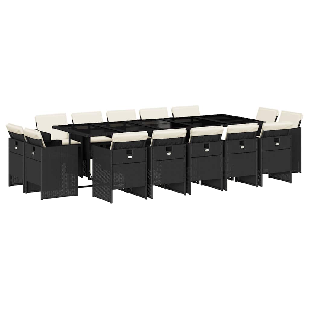 Patio Dining Set Set of 14 Black, Cream White