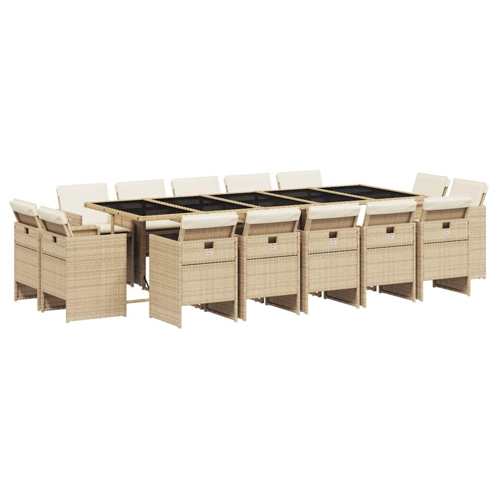 Patio Dining Set Set of 14 Beige and Black