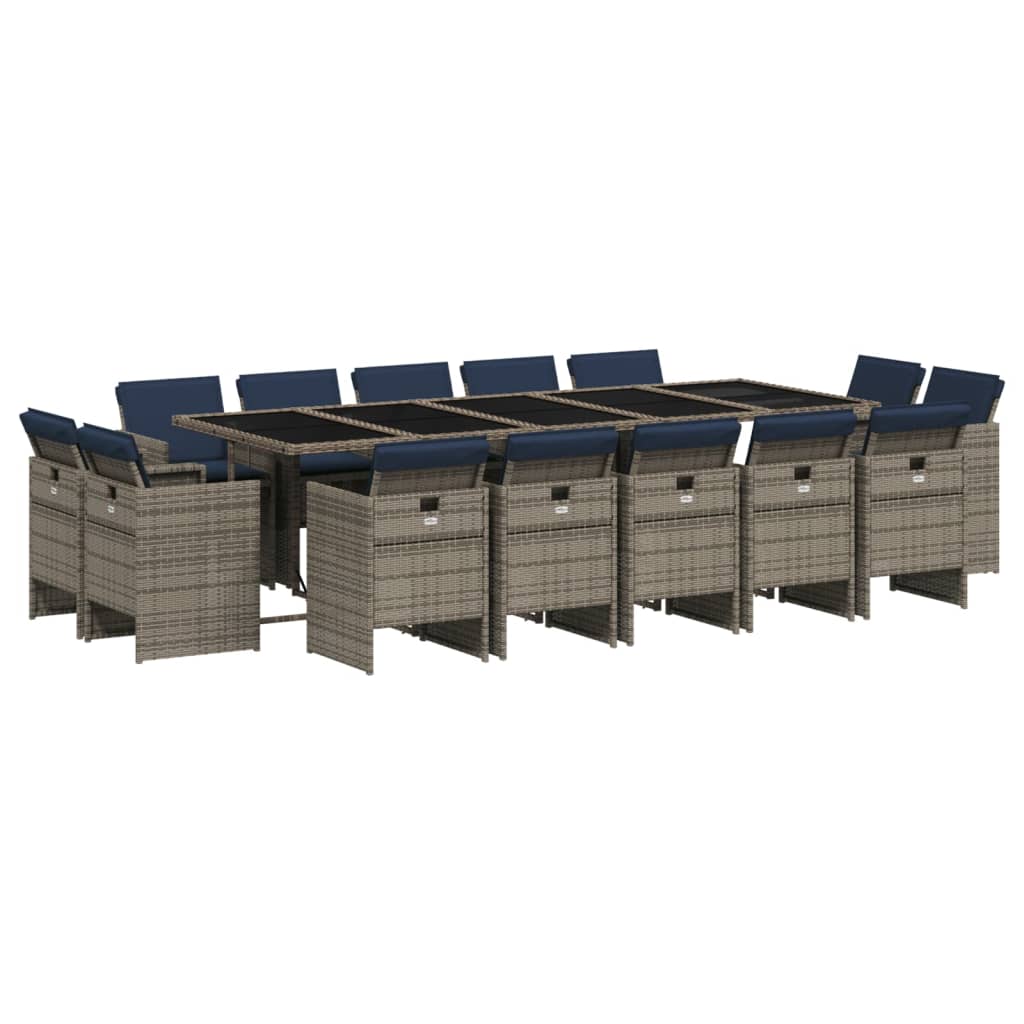Patio Dining Set Set of 14 Gray, Navy Blue
