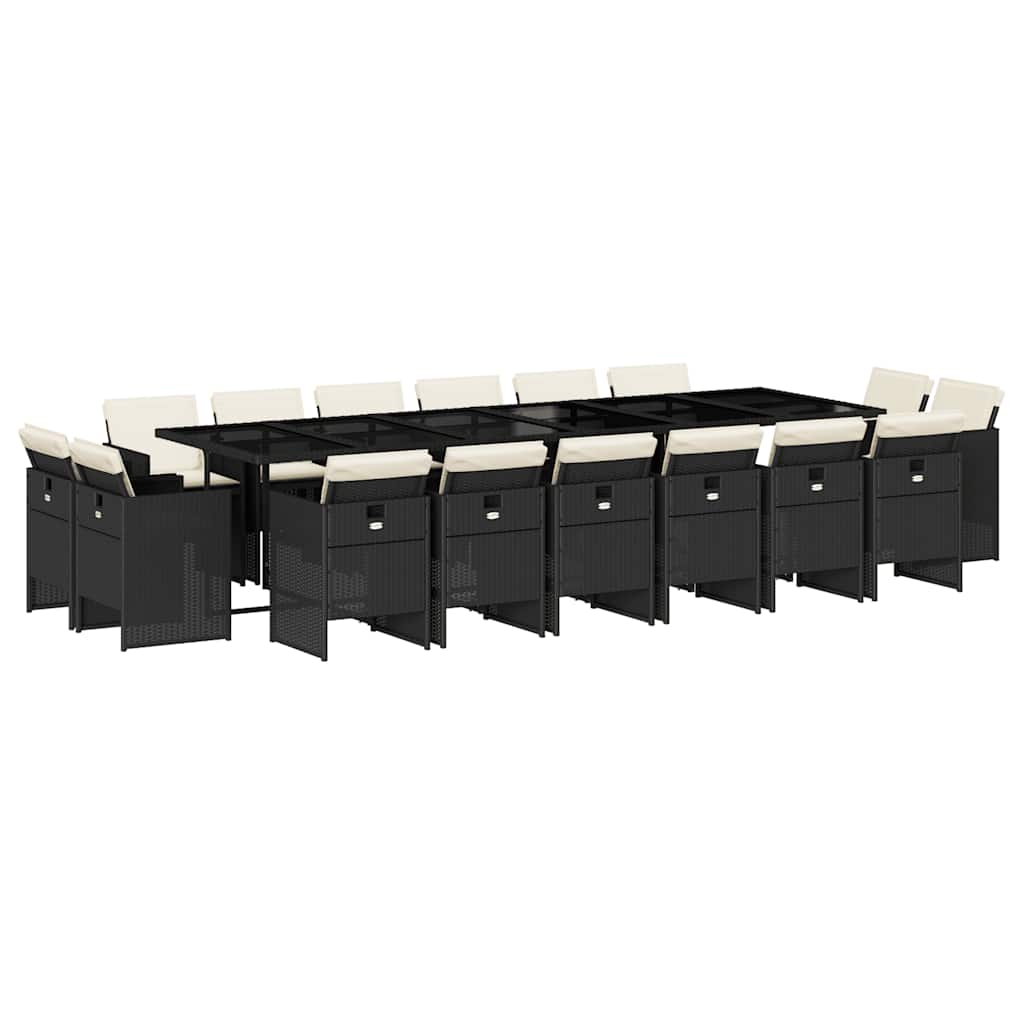 Patio Dining Set Set of 16 Black, Cream White