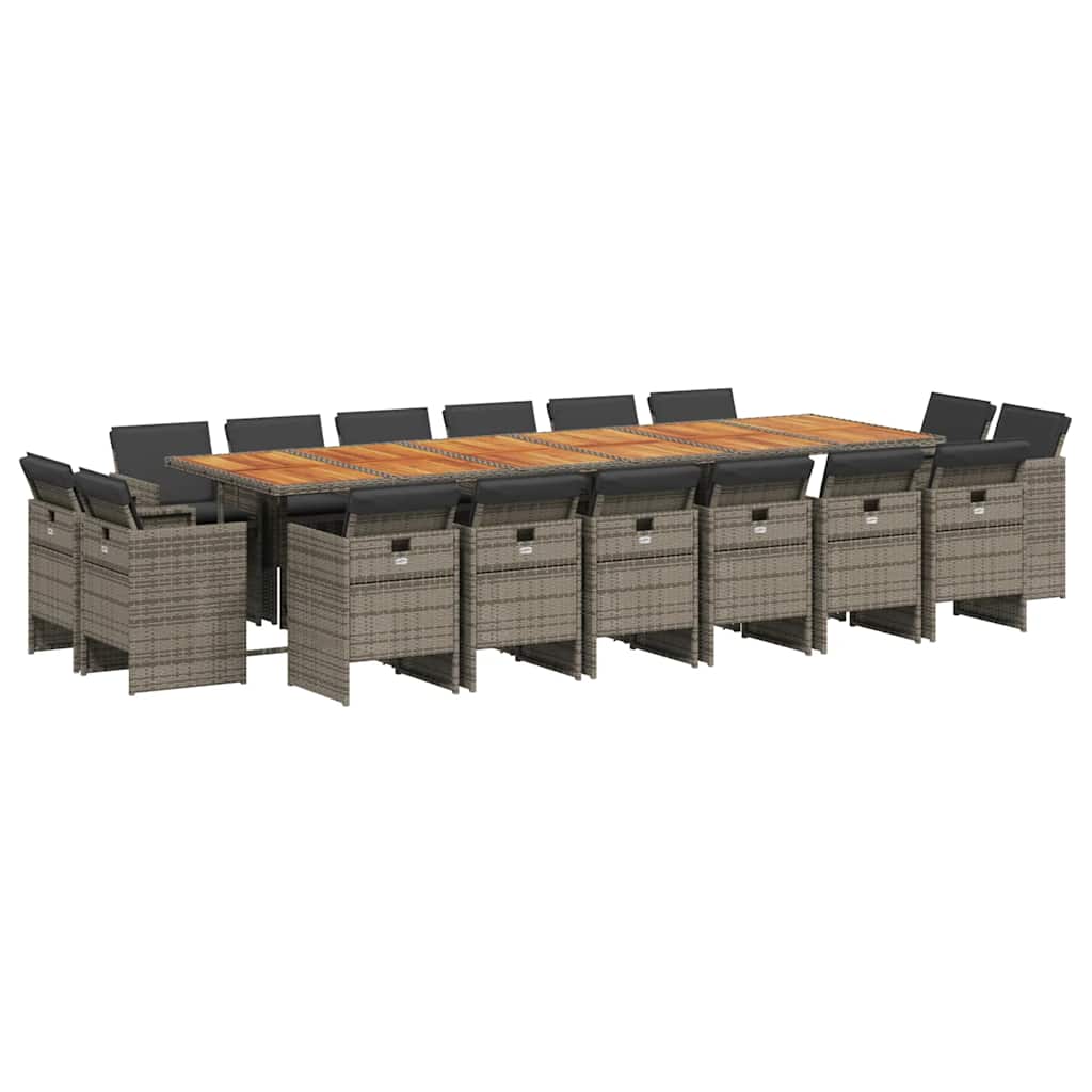 Patio Dining Set Set of 16 Gray, Brown, Dark Gray