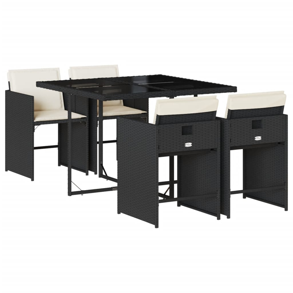 Patio Dining Set Set of 4 Black and Cream White