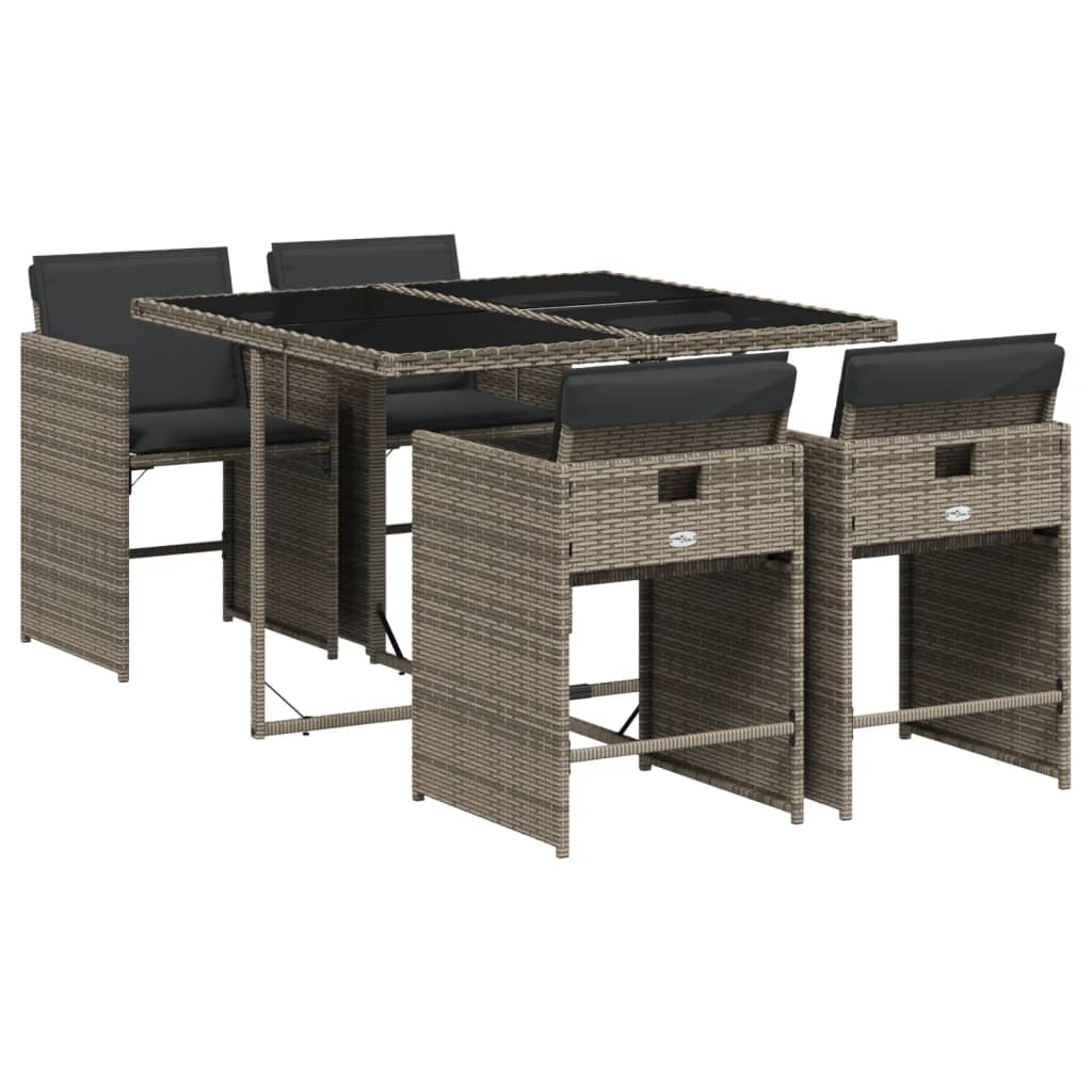 Patio Dining Set Set of 4 Grey, Dark Grey, Black