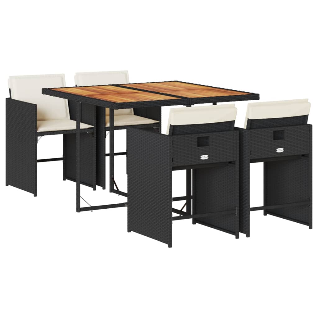 Patio Dining Set Set of 4 Black, Cream White