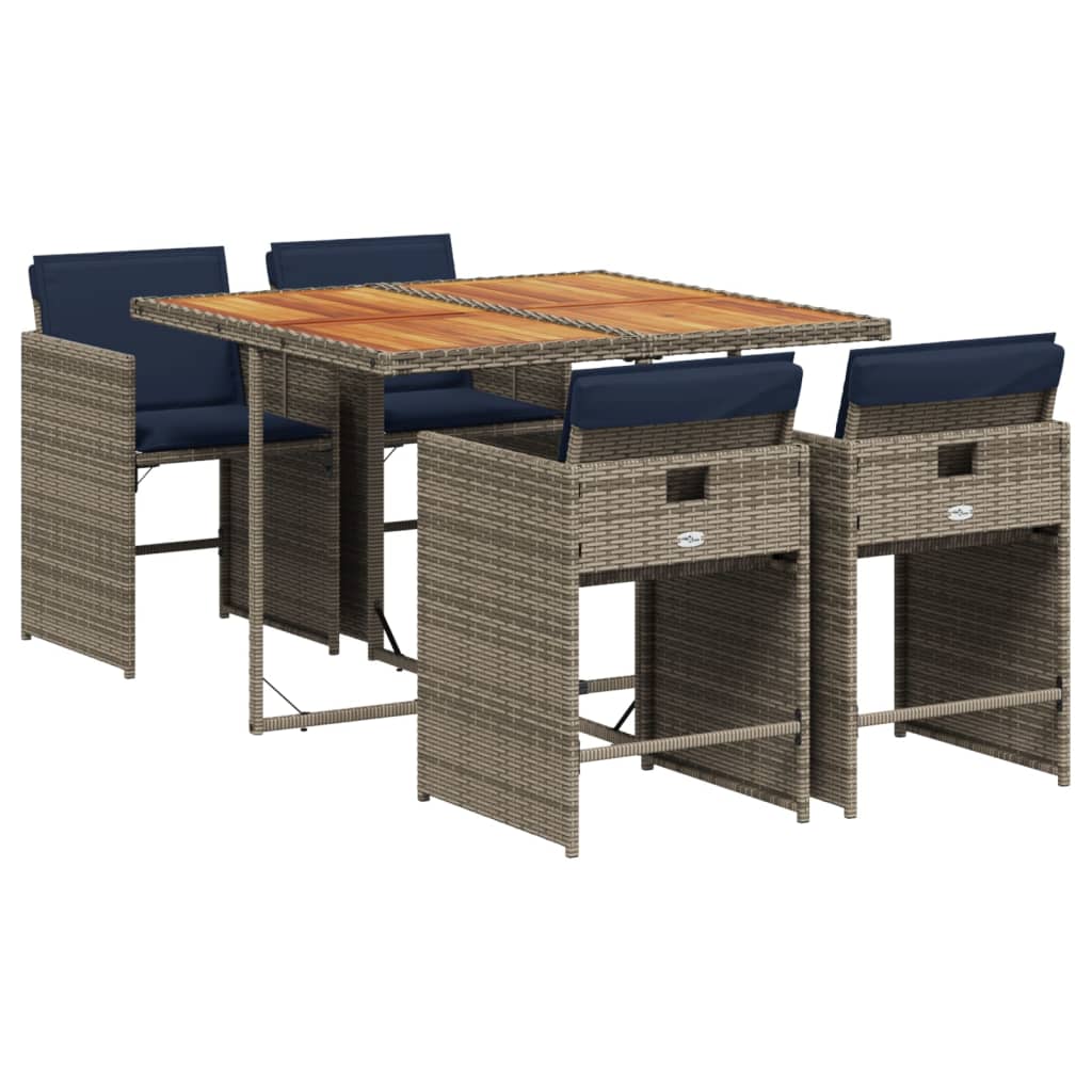 Patio Dining Set Set of 4 Gray and Brown