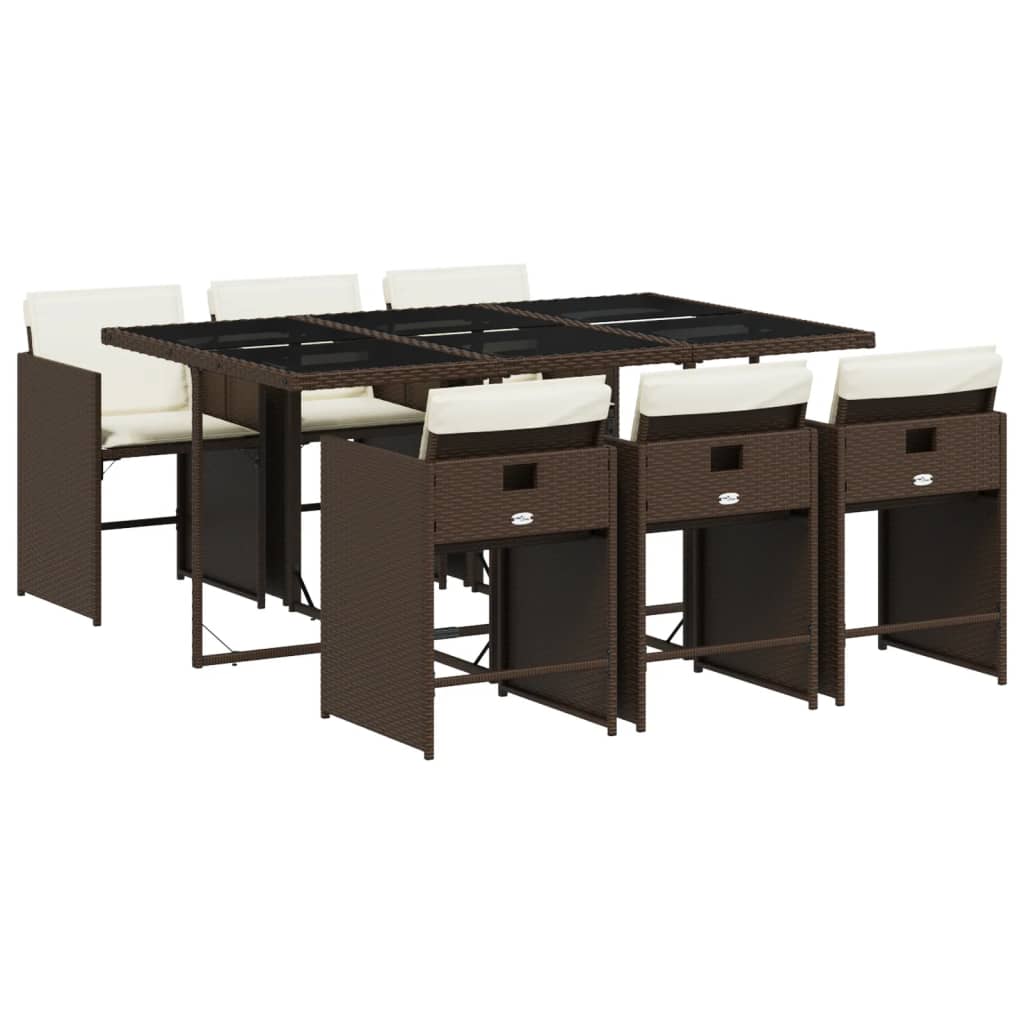 Patio Dining Set Set of 6 Brown and Cream White