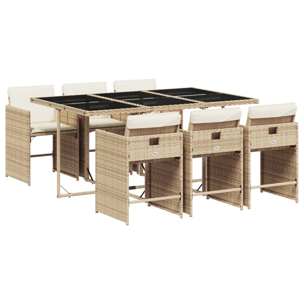 Patio Dining Set Set of 6 Beige, Black, Cream White