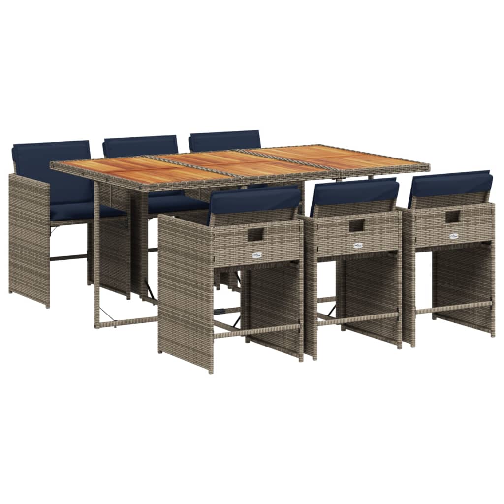 Patio Dining Set Set of 6 Gray PE rattan 6-seater Foldable