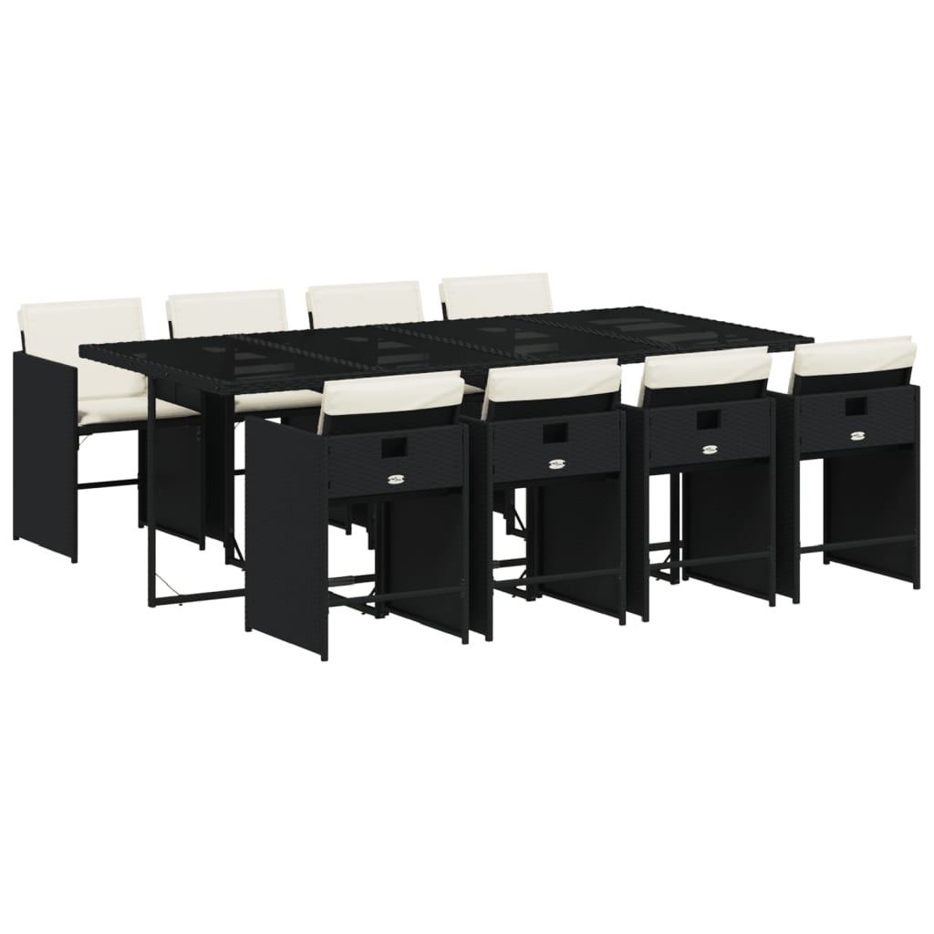 Patio Dining Set Set of 8 Black, Cream White