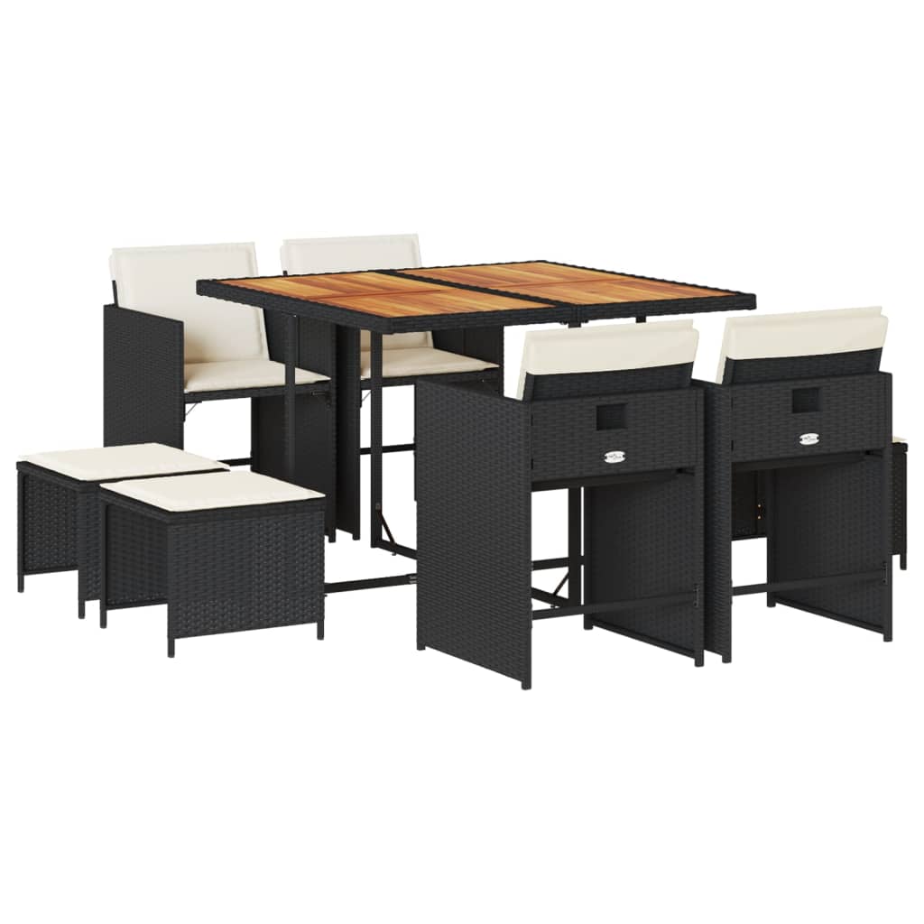 Patio Dining Set Set of 8 Black, Brown, Cream White