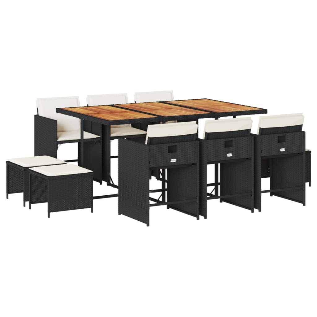 Patio Dining Set Set of 10 Black