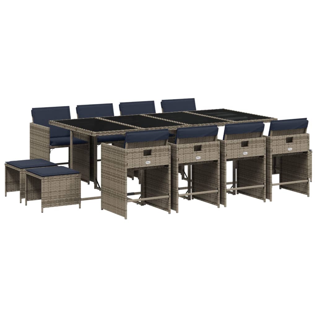 Patio Dining Set Set of 12 Grey, Navy blue