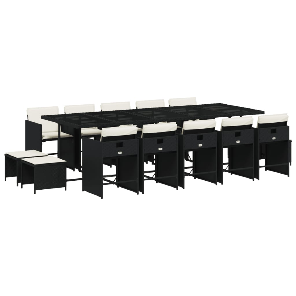 Patio Dining Set Set of 14 Black