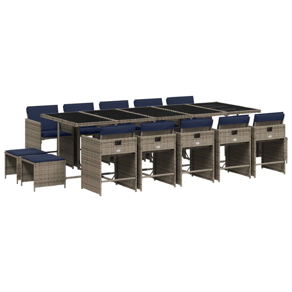Patio Dining Set Set of 14 Gray, Navy Blue