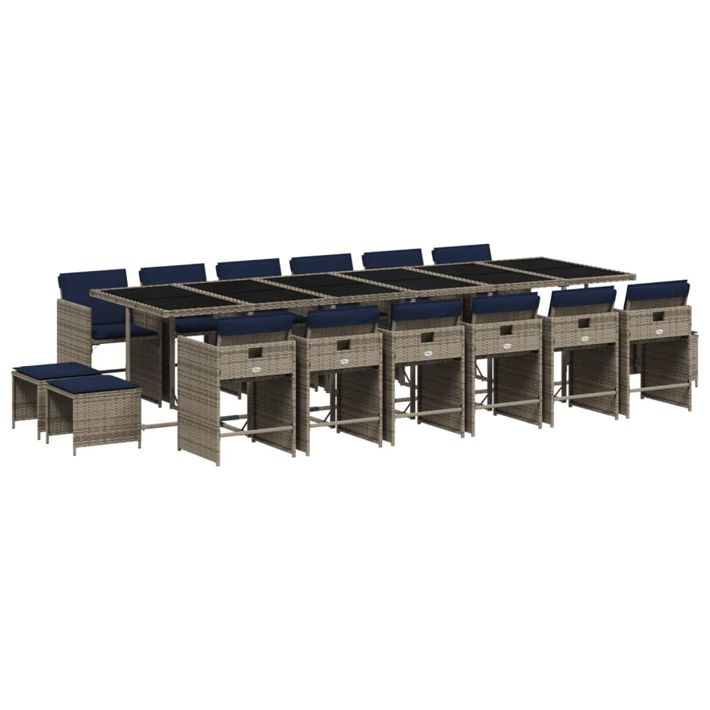 Patio Dining Set Set of 16 Grey