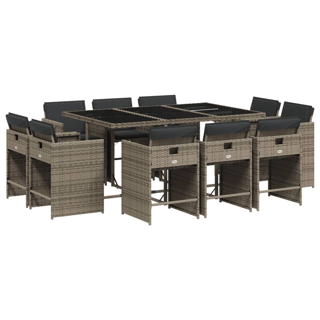 Patio Dining Set Set of 10 Grey