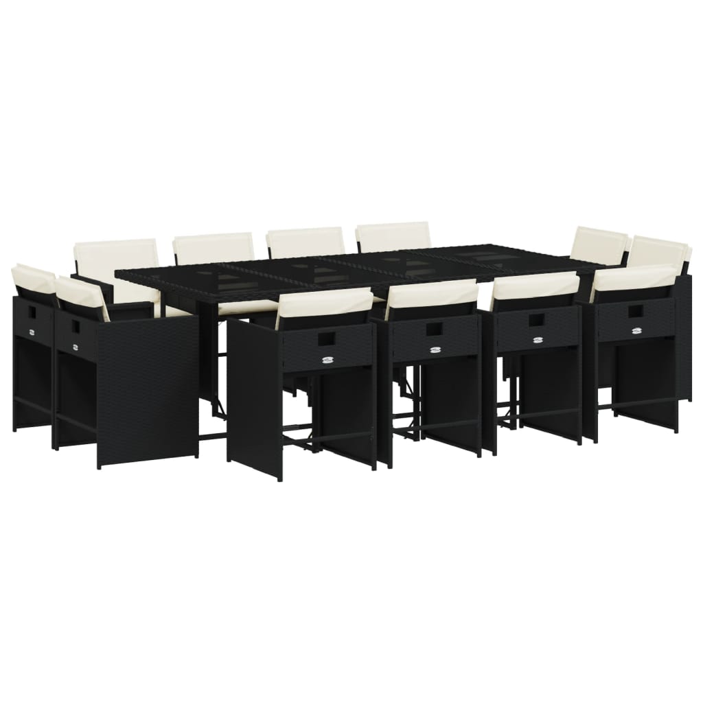 Patio Dining Set Set of 12 Black