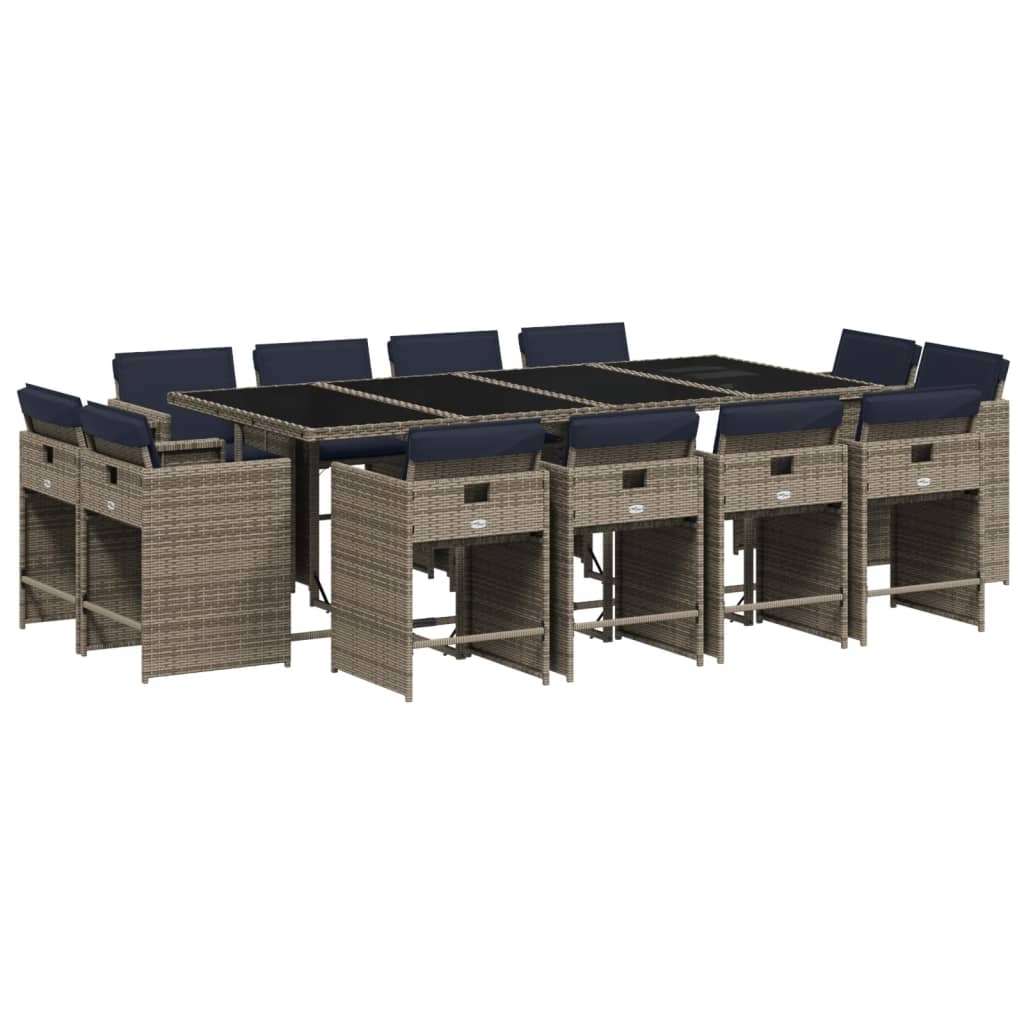 Patio Dining Set Set of 12 Gray, Navy Blue