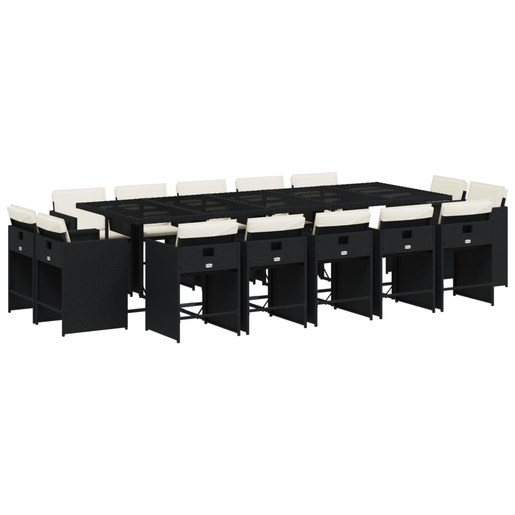 Patio Dining Set Set of 14 Black