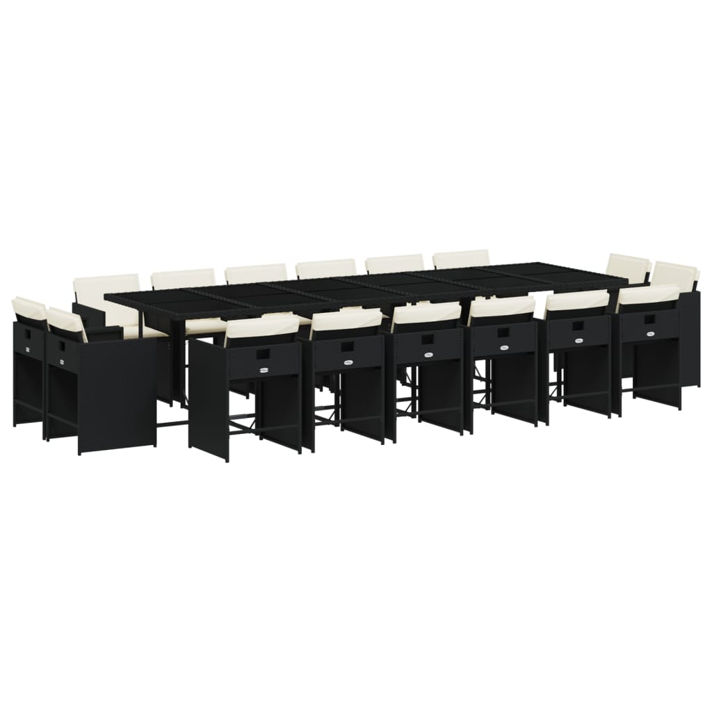 Patio Dining Set Set of 16 Black, Cream White
