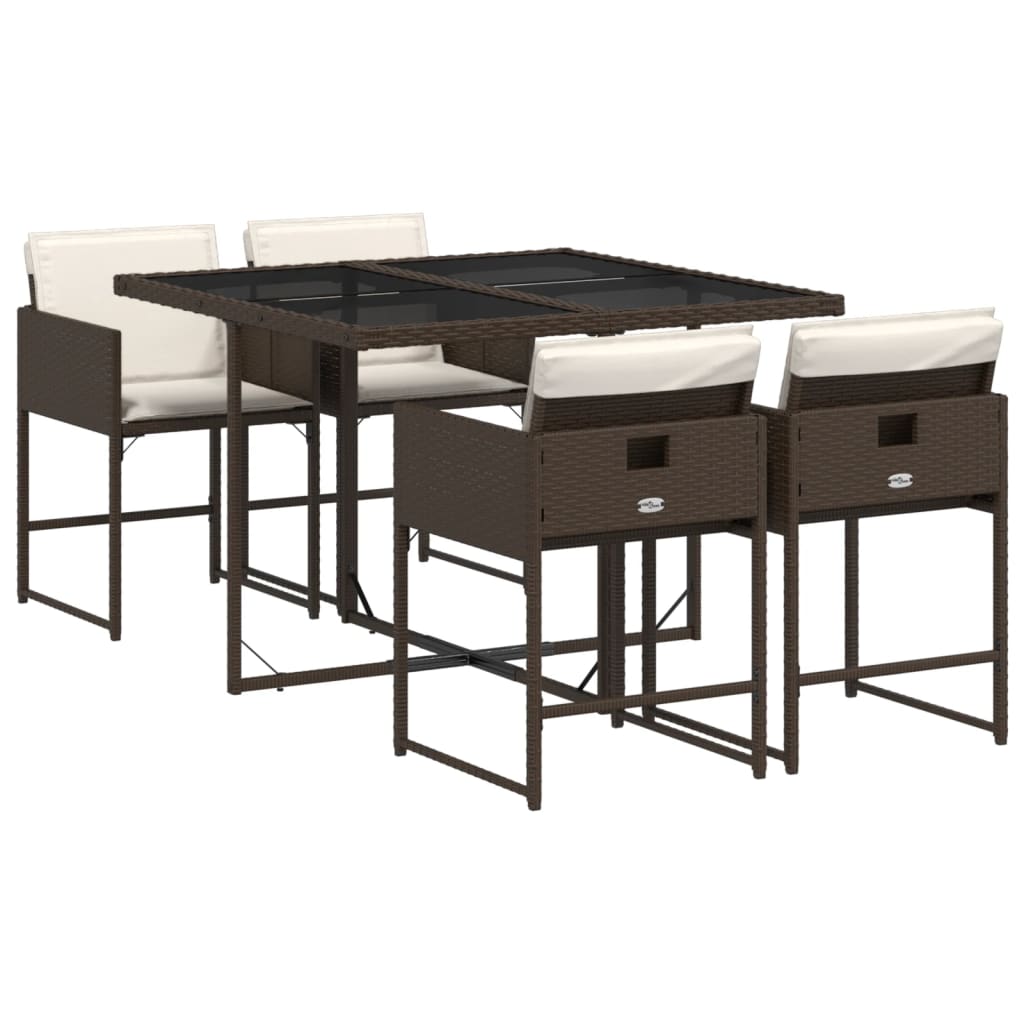 Garden Dining Set Brown, Black, Cream White